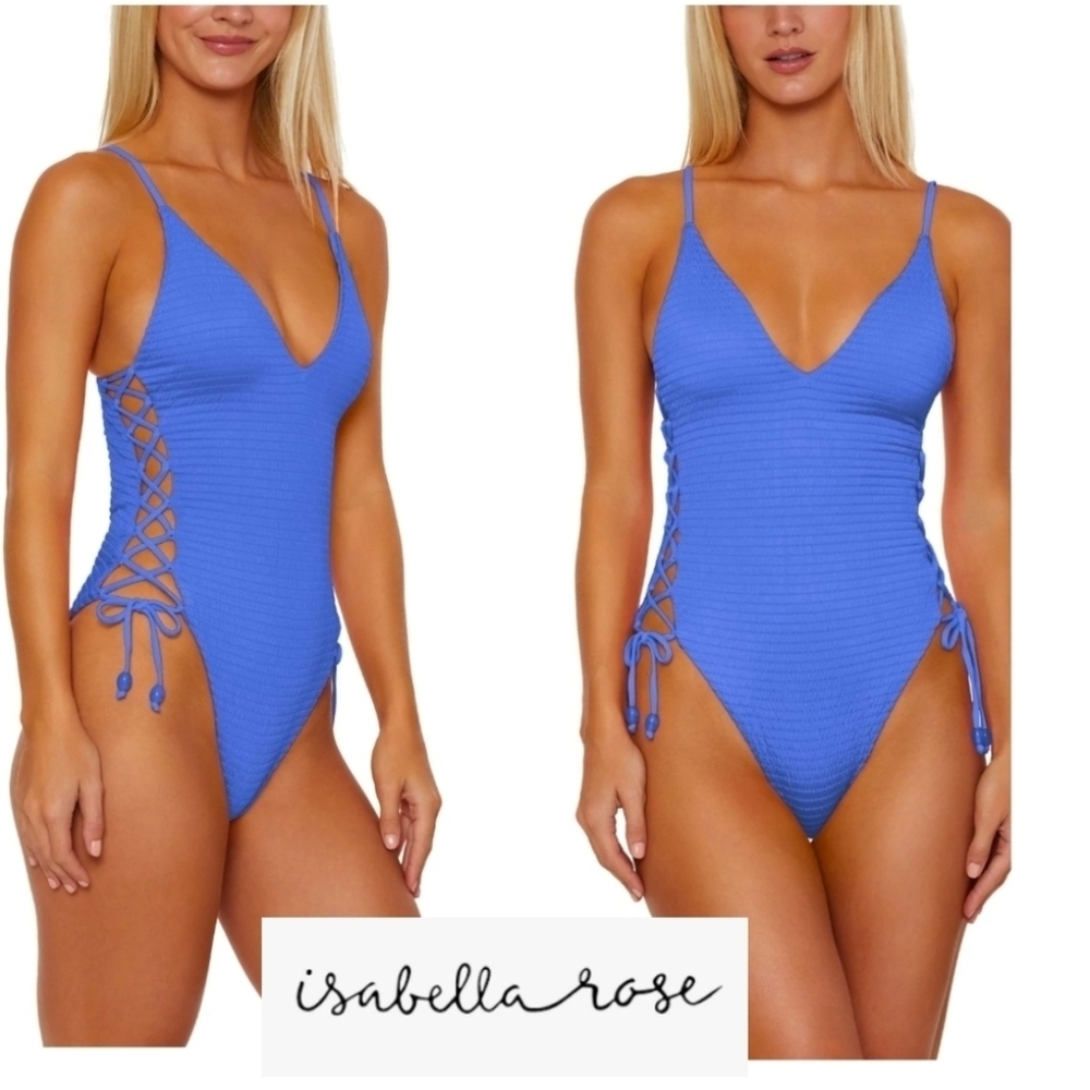 Isabella Rose Maza Plunge One Piece Swimsuit Color Perriwinkle SIZE M